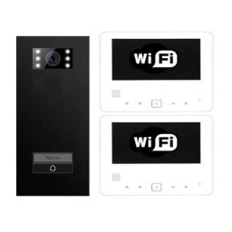 WLAN & App gesteuerte Türsprechanlage Einfamilienhaus Türstation XD-1 Premium Black Steel + 2x Monitor XD-7 IP-BUS Technologie