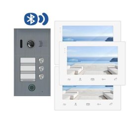 Fingerprint Video Türklingel Türsprechanlage Bluetooth BX3F Anthrazit 3-Familienhaus und 3x Monitor BX7 - 2 Draht Technik 170 Grad Winkelkamera