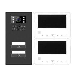 Türsprechanlage 2-Zweifamilienhaus Türstation XD2 + 2x Monitor XD7 Anthrazit