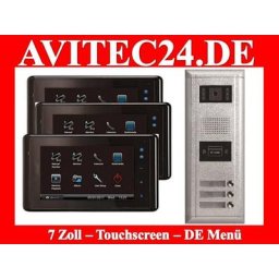 VIDEO TÜRSPRECHANLAGE DTRS3-ID mit RFID Türöffner und 3 Monitoren