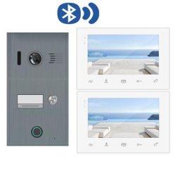 Fingerprint Video Türklingel Türsprechanlage Bluetooth BX1F Anthrazit und 2x Monitor BX7 - 2 Draht Technik 170 Grad Winkelkamera