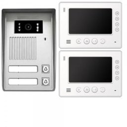 2-Familienhaus Video Türsprechanlage Gegensprechanlage – 2x Monitor 7 Zoll (weiß)