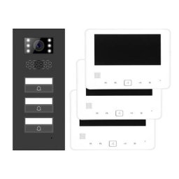 Türsprechanlage 3-Dreifamilienhaus Türstation XD3 + 3x Monitor XD7 Anthrazit 2-Draht Technik