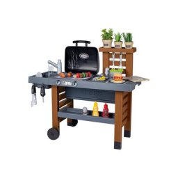 Smoby Spielküche Outdoor Gartenküche Kunststoff, mit Grill, Spülbecken und Wasserpumpfunktion, Made in Europe