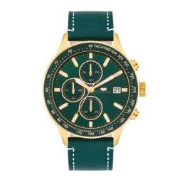 Rhodenwald & Söhne Chronograph Karthago II in Gelbgold Echtleder in Grün Herrenuhren Herren