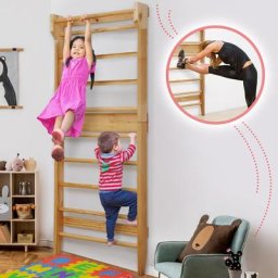 Sprossenwand aus Holz - für Kinder und Erwachsene, 195x80x14cm, 100kg belastbar - Kletterwand,