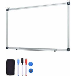 Whiteboard magnetisch, Magnettafel mit Aluminium Rahmen, Magnetwand mit Tafelloescher, inkl. 2