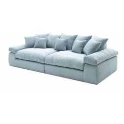 Big Sofa Cord grau-blau 304 cm Nosagunterfederung - BELINDA - Die Möbelfundgrube