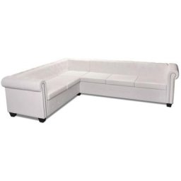 Vidaxl - Chesterfield Ecksofa 6-Sitzer Kunstleder Weiß Weiß