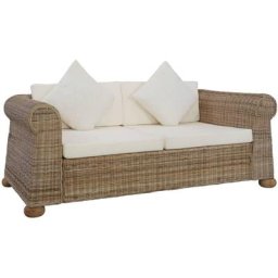 Vidaxl - 2-Sitzer-Sofa mit Kissen Natur Rattan Braun