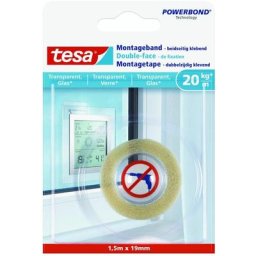 Montageband 1,5 m x 19 mm transparent Klebeband doppelseitig Montage Band - Tesa