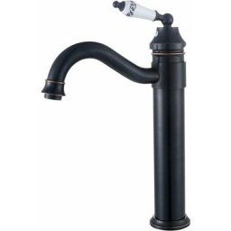 Hoher Retro-Waschtischhahn in Schwarz, um 360° drehbarer Waschtischmischer, Badezimmerhahn,