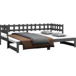 Vidaxl - Tagesbett Ausziehbar Grau 2x(90x200) cm Massivholz Kiefer Grau