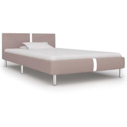 Bettgestell Cappuccino-Braun Kunstleder 90x200 cm Vidaxl Beige