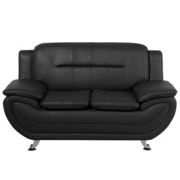 Sofa Schwarz Kunstleder 2-Sitzer Traditionell Wohnzimmer