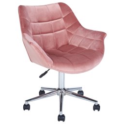Bürodrehstuhl Rosa Samt Höhenverstellbar