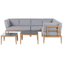 Lounge Set Braun Aluminium für 6 Personen mit 2 Kaffeetischen Garten Set Terasse Gartenausstattung