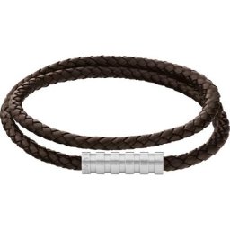 Herren Armband ""Wrapped & Braided 35000094"", Leder, Edelstahl