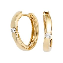 JOBO Paar Creolen, 585 Gold mit 2 Diamanten