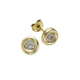 Fascination by Ellen K. Paar Ohrstecker 333 Gold Zirkonia weiß 4mm