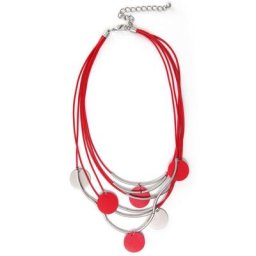 J.Jayz Collier Plättchen, rund, rot, bicolor