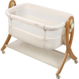 BabyGo Beistellbett SidebySide, weiß/beige, mit Schaukelfunktion
