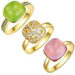 Lulu & Jane Schmuckset Metall-Legierung verziert mit Kristallen von Swarovski® in Gelbgold Schmuck-Set Damen