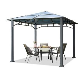 Gartenpavillon 3x3 m Aluminium Gestänge Polycarbonat Dach ca. 8 mm Pavillon Gartenzelt ohne