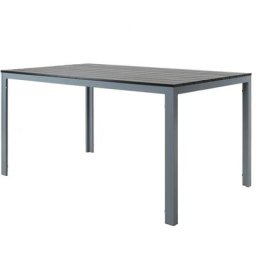 Alu Polywood Tischpl. circa 150x90 cm silber schwarz Tisch - Home Feeling