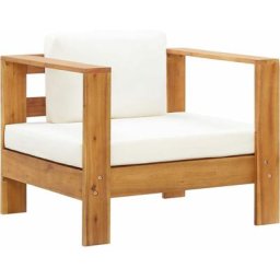Gartenstuhl mit Auflagen Creme Akazie Massivholz Vidaxl Braun