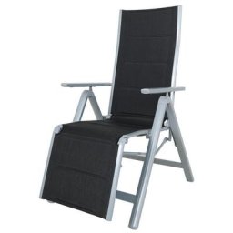 HOME FEELING klappbarer Relax Liegestuhl, Aluminiumrahmen, Silber/Schwarz, 60 x 17 x 92 cm