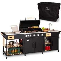 Gasgrill für Camping Balkon Garten, Grill mit 6 Brenner, 20400W Edelstahl-Gasgrill, Outdoor