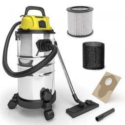 Industriestaubsauger - 2300 w Leistung, 30 Liter, mit Blasfunktion, 3 Filter, Edelstahlbehälter,