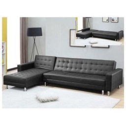 Ecksofa mit Schlaffunktion - Kunstleder - Schwarz - willis - Schwarz