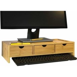 Sobuy - BBF03-N Monitorerhöhung Monitorständer Bildschirmständer Schreibtischaufsatz mit Fächern