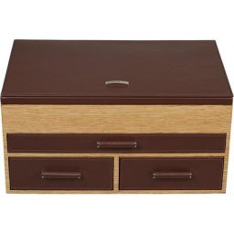 Schmuckkasten, Leder/Holz