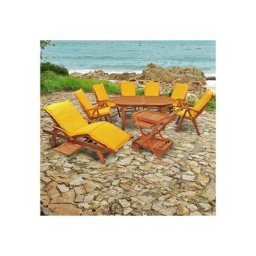 indoba Garten-Essgruppe Sun Flair, (9-tlg), mit Auflagen Premium Gelb - IND-70561-SFSE9SLSWAUHLAUSL