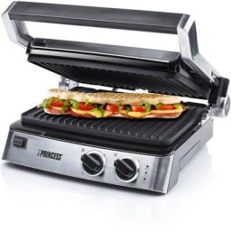 PRINCESS Kontaktgrill 117300, 2000 W, Sandwichmaker – 180° aufklappbar mit zwei einstellbaren Thermostaten