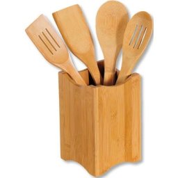 KESPER for kitchen & home Kochbesteck-Set (Set, 5-tlg), eckiger Behälter, Bambus