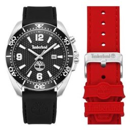 Timberland Quarzuhr CARRIGAN, TDWGN0010001, (Set, 2-tlg., Uhr mit rotem Wechselband)