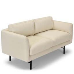 ARCANE 2-Sitzer-Sofa - 2-Sitzer Sofa, Bouclé Stoff in Weiß & schwarzes Metall, B140