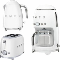 Smeg - Morning Set Wasserkocher weiß 1,7 Liter + 2-Scheiben Toaster weiß + Filterkaffeemaschine