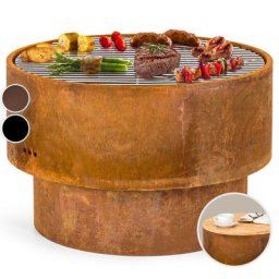 Blumfeldt - Feuerschale für den Garten, Feuerschale mit Grillrost & Bambusplatte für Feuerschale,