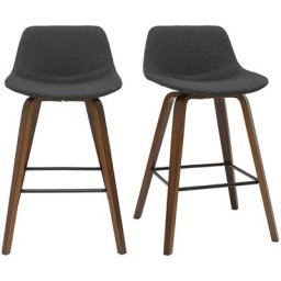 Barhocker skandinavisches Design dunkelgrau und Holz H65 cm (2er-Set) nonie - Anthrazitgrau