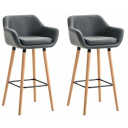 CLP - 2er Set Barhocker Grant Kunstleder-grau