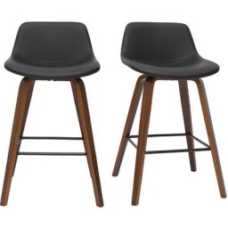 Barhocker skandinavisches Design schwarz und Holz H65 cm (2er-Set) nonie - Schwarz