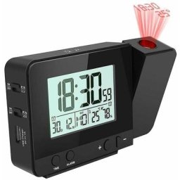 Digitaler Projektionswecker für Schlafzimmer, großer Deckenprojektionswecker mit USB-Anschluss,