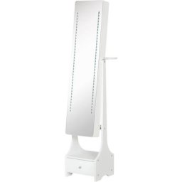 Led Schmuckschrank 2 in 1 Schmuckregal Spiegelschrank mit Schublade mdf Weiß 37 x 30 x 158 cm