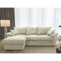 Ecksofa mit Schlaffunktion + Bettkasten - Ecke links - Cord - Cremefarben - GUILLERMO - Cremefarben