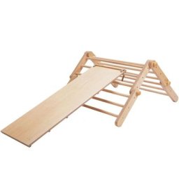 Mopitri Klettergerüst aus Holz mit Rutsche Indoor Montessori Kletterdreieck mit Rampe für Kinder